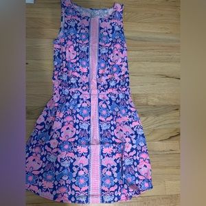 Lilly Pulitzer pink and blue floral summer dress EUC